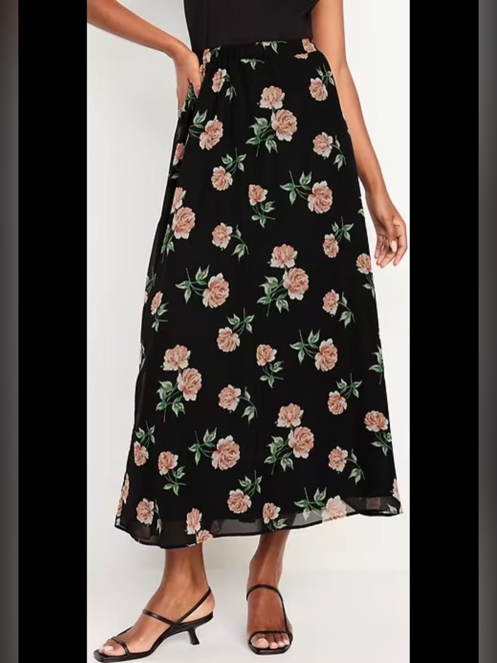 Old Navy Tall Floral Chiffon Maxi Skirt - Like New